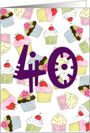 40th Birthday Party Invitation, Cupcakes Galore card