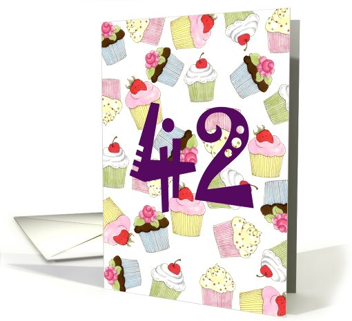 42nd Birthday Party Invitation, Cupcakes Galore card (669452)