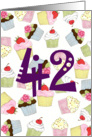42nd Birthday Party Invitation, Cupcakes Galore card