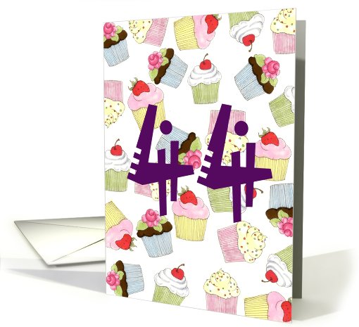 44th Birthday Party Invitation, Cupcakes Galore card (669460)