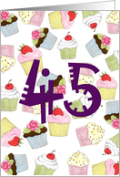 45th Birthday Party Invitation, Cupcakes Galore card