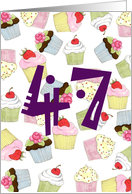 47th Birthday Party Invitation, Cupcakes Galore card