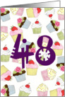48th Birthday Party Invitation, Cupcakes Galore card