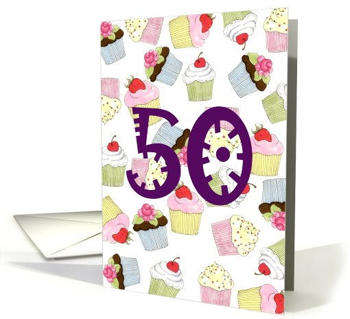 50th Birthday Party Invitation, Cupcakes Galore card (669486)