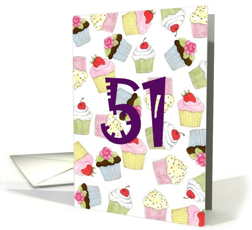 51st Birthday Party Invitation, Cupcakes Galore card (669492)