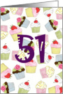 51st Birthday Party Invitation, Cupcakes Galore card