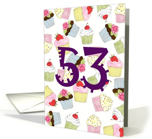 53rd Birthday Party Invitation, Cupcakes Galore card (669500)