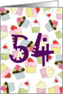 54th Birthday Party Invitation, Cupcakes Galore card