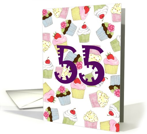 55th Birthday Party Invitation, Cupcakes Galore card (669503)