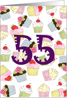 55th Birthday Party Invitation, Cupcakes Galore card