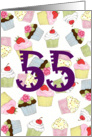 55th Birthday Party Invitation, Cupcakes Galore card
