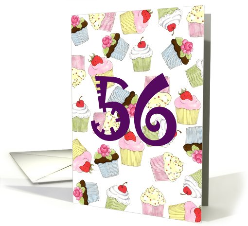 56th Birthday Party Invitation, Cupcakes Galore card (669504)