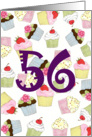 56th Birthday Party Invitation, Cupcakes Galore card