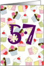 57th Birthday Party Invitation, Cupcakes Galore card