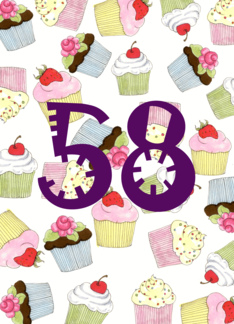 58th Birthday Party Invitation, Cupcakes Galore