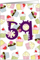 59th Birthday Party Invitation, Cupcakes Galore card