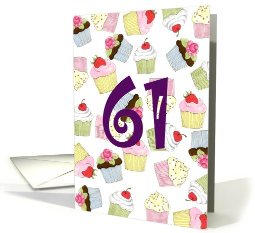 61st Birthday Party Invitation, Cupcakes Galore card (672788)