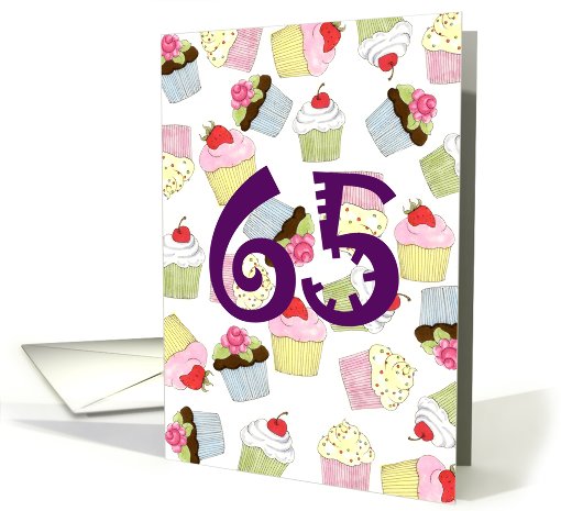 65th Birthday Party Invitation, Cupcakes Galore card (672798)
