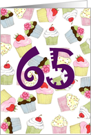 65th Birthday Party Invitation, Cupcakes Galore card