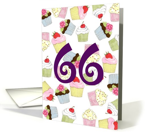 66th Birthday Party Invitation, Cupcakes Galore card (672799)
