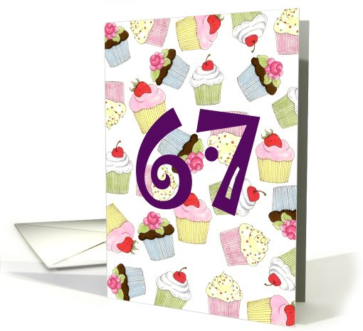 67th Birthday Party Invitation, Cupcakes Galore card (672801)