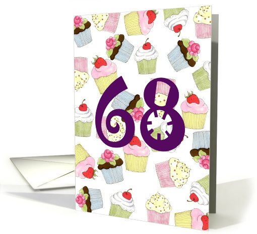 68th Birthday Party Invitation, Cupcakes Galore card (672803)