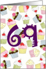 69th Birthday Party Invitation, Cupcakes Galore card