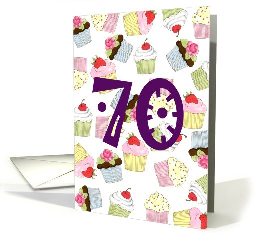 70th Birthday Party Invitation, Cupcakes Galore card (672807)