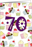 70th Birthday Party Invitation, Cupcakes Galore card