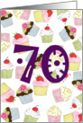 70th Birthday Party Invitation, Cupcakes Galore card