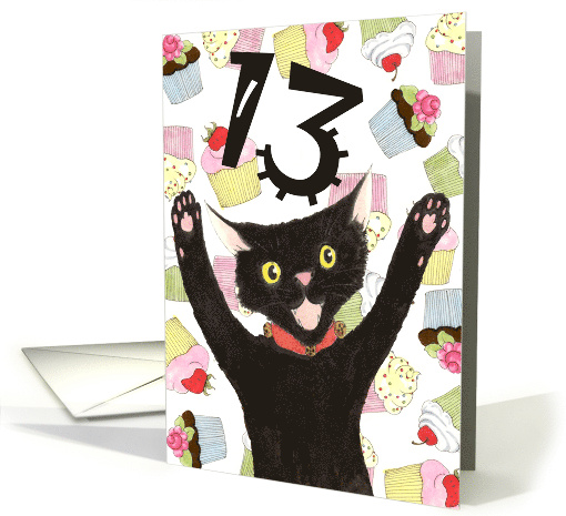 13th Birthday Black Cat card (673394)