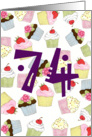 74th Birthday Party Invitation, Cupcakes Galore card
