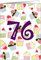 76th Birthday Party Invitation, Cupcakes Galore card