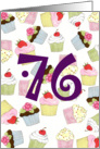 76th Birthday Party Invitation, Cupcakes Galore card