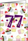 77th Birthday Party Invitation, Cupcakes Galore card