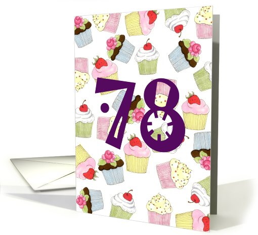 78th Birthday Party Invitation, Cupcakes Galore card (676902)