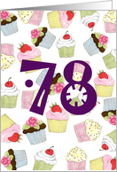 78th Birthday Party Invitation, Cupcakes Galore card