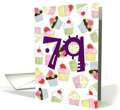 79th Birthday Party Invitation, Cupcakes Galore card (676903)