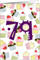 79th Birthday Party Invitation, Cupcakes Galore card