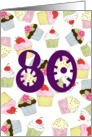 80th Birthday Party Invitation, Cupcakes Galore card