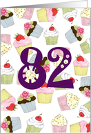 82nd Birthday Party Invitation, Cupcakes Galore card