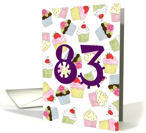 83rd Birthday Party Invitation, Cupcakes Galore card (680869)