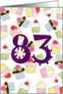 83rd Birthday Party Invitation, Cupcakes Galore card