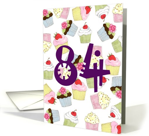 84th Birthday Party Invitation, Cupcakes Galore card (680870)
