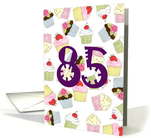 85th Birthday Party Invitation, Cupcakes Galore card (680871)