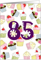 85th Birthday Party Invitation, Cupcakes Galore card