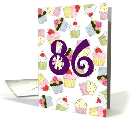 86th Birthday Party Invitation, Cupcakes Galore card (680872)