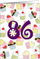 86th Birthday Party Invitation, Cupcakes Galore card