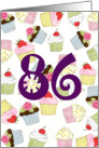 86th Birthday Party Invitation, Cupcakes Galore card