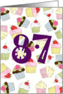 87th Birthday Party Invitation, Cupcakes Galore card